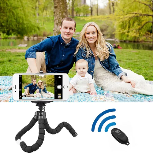 Vista 7 de Trípode de esponja con soporte flexible con inalámbrico Mini sponge tripod, made of thicker premium metal, flexible and rotatable, mobile phones