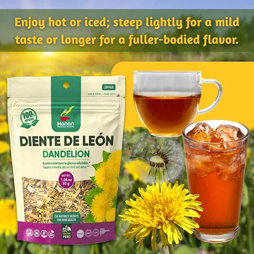 Vista 7 de Hanan Té de raíz de diente de león de hoja suelta – Té de hierbas Diente de León 100% natural de Perú, infusión sin cafeína para apoyo digestivo