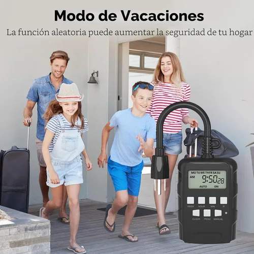 Vista 6 de BN-LINK Temporizador programable digital resistente para exteriores de 7 días BND/U78, 125VAC, 60Hz, doble salida, resistente a la intemperie