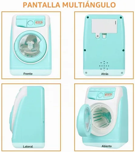 Vista 6 de Mini simulación casa de muñecas muebles cocina juguetes niños juegos casa juguete lavadora Azul