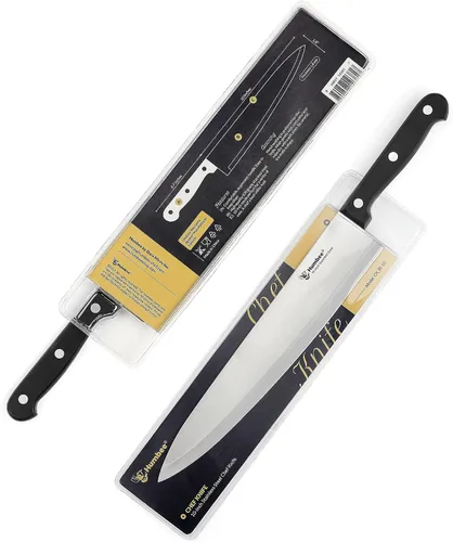 Vista 4 de Cuchillo de chef de 10 pulgadas, hoja de acero inoxidable de alto carbono afilada de espiga completa, borde de molienda hueco, mango de agarre