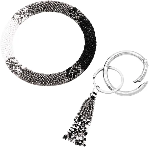 Vista 3 de Rosemarie & Jubalee - Pulsera de pulsera para mujer, diseño de semillas, con clip para llavero, 3.0in de diámetro