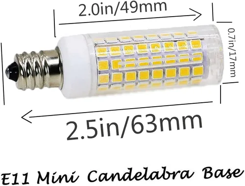 Vista 2 de Bombilla LED E11 de 75 W, 100 W, reemplazo de bombillas halógenas, JD T4 e11, mini base de candelabro de 110 V, 120 V, 130 bombillas de entrada