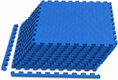 Vista 31 de Tangkula Alfombrillas de ejercicio de 12 azulejos con borde, tapetes protectores de espuma EVA antideslizantes, tapetes elásticos de juego