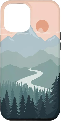 Vista 26 de Boho Chic Pines Forest Mountains Landscape Minimal Sunset Case for iPhone 16