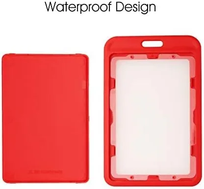 Vista 6 de Estuche protector de plástico vertical negro duro con ventana transparente con cordón desmontable para tarjetas de identificación de oficina