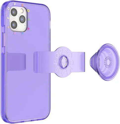 Vista 4 de PopSockets Funda para iPhone 12/12 Pro con agarre deslizante reposicionable y compatible con MagSafe - Purple Ice