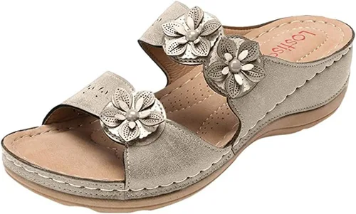 Vista 68 de Ladmiple Sandalias ortopédicas florales de moda 2023 con soporte de arco, zapatillas romanas casuales con puntera abierta
