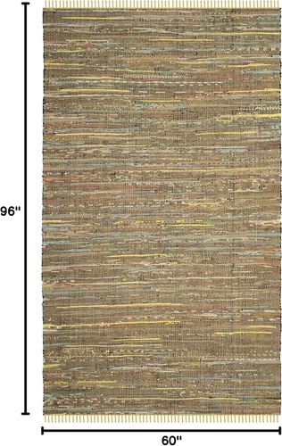 Vista 2 de Safavieh Rag Collection RAR127B - Alfombra de algodón tejida a mano, color azul y multicolor, Algodón, Amarillo/Multi