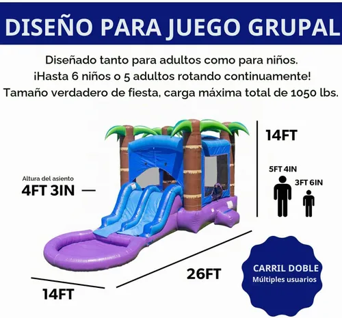 Vista 2 de HeroKiddo 26x14 Bosque Encantado - Piscina inflable de doble tobogán