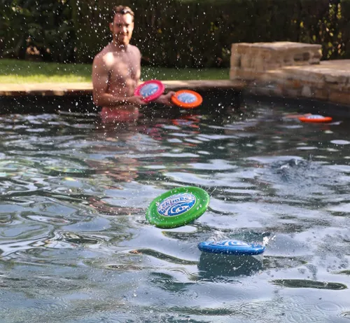 Vista 4 de SkimBe® Disco de juguete – Disco de desnatamiento para piscina, playa y juegos de verano – Juguete de desnatamiento de agua para niños y adultos