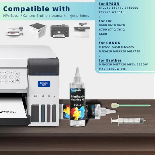 Vista 5 de Kit de limpieza de cabezal de impresión Osinkjet para Epson, 250ml. Kit de limpieza de impresora para HP, solución de limpieza de cabezal
