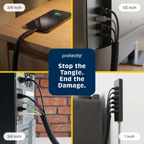Vista 5 de PROTECTO Protector de Cables Resistente para Perros y Gatos, Funda Larga de 10 Pies, Cubierta de Cable de 1/2 Pulgada Fácil de Usar para Mascotas