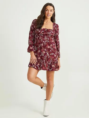 Vista 4 de ALTAR'D STATE Vestido de manga larga para mujer, con estampado floral, cuello cuadrado, casual, para verano y otoño