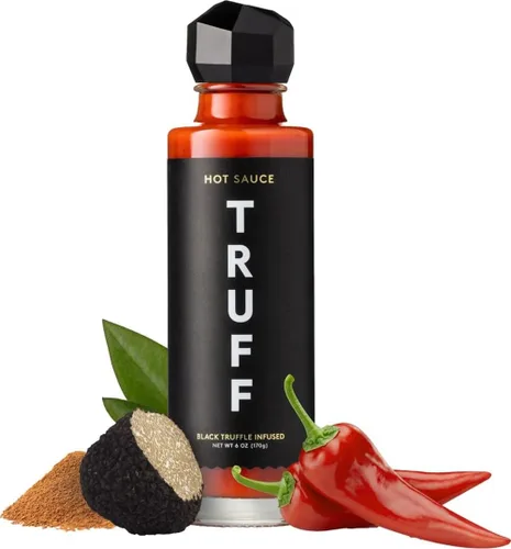 Vista 10 de TRUFF Paquete de 4 mini juego de salsa picante, botellas de viaje portátiles de salsa picante gourmet, trufa negra y chiles, idea de regalo