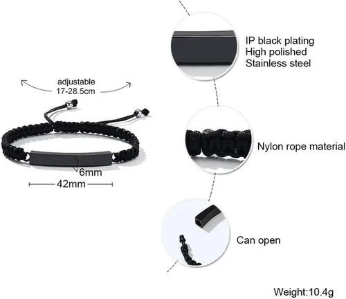 Vista 50 de Pulsera de urna personalizada para cenizas, recuerdos de joyería de cremación para mujeres y hombres, pulsera ajustable de cuerda tejida hecha a
