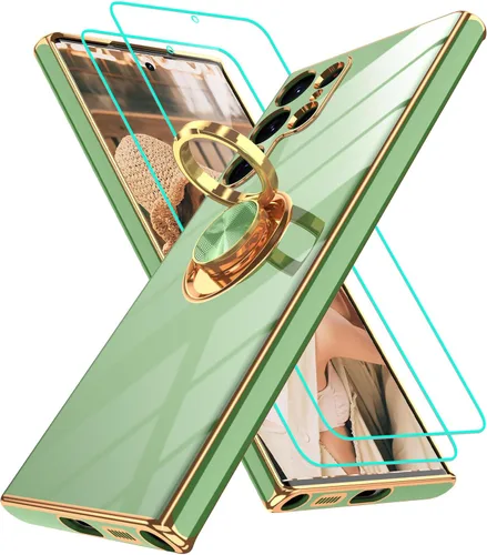 Vista 105 de Funda para Motorola Moto G 5G 2024: Funda Moto G Play 5G 2024 con 2 piezas de protectores de pantalla, soporte de anillo de rotación de 360°