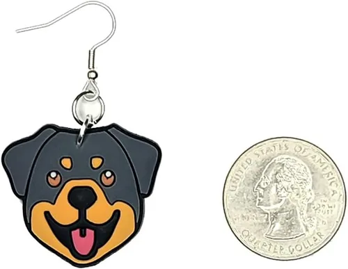 Vista 3 de Rottweiler Rottie - Aretes para cachorros sin plomo ni níquel, Varios, sin tipo de gema