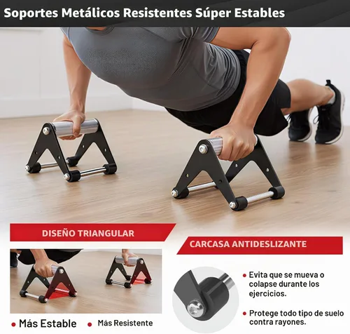 Vista 3 de Push Up Bars, Heavy Duty Stainless Steel Push Up Handles, Parallettes Bars