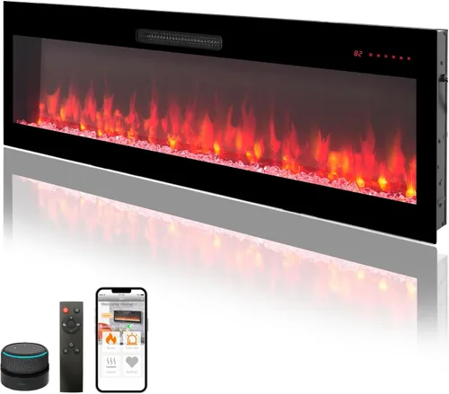 Vista 13 de Chimenea eléctrica de 36", 16 llamas ajustables, independiente/montada en pared/empotrada, inserto de chimenea de 1400W, chimenea eléctrica de pared