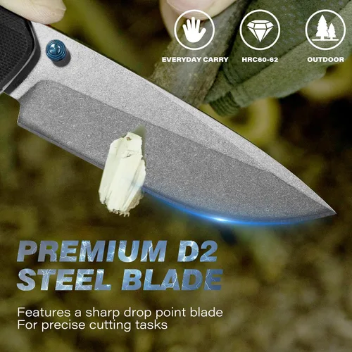 Vista 2 de Dispatch Axis Lock - Cuchillo de bolsillo plegable con clip, hoja de punta de gota de acero D2 de 3.46 pulgadas y mango G10, cuchillos de bloqueo