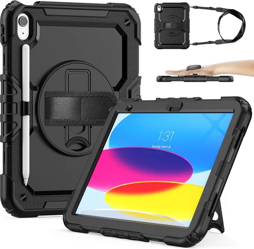 Vista 16 de SIBEITU Funda compatible con iPad de 9ª/8ª/7ª generación con protector de pantalla para bolígrafo, funda para iPad de 10.2 pulgadas, funda