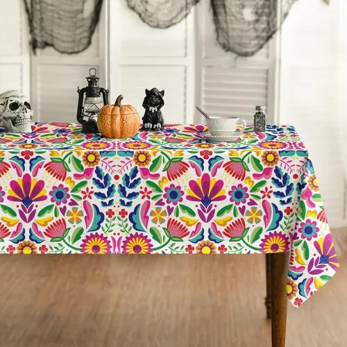 Vista 8 de Horaldaily Mantel de México 52x70 Pulgadas Rectangular, Halloween Cinco De Mayo Fiesta Lavable Cubierta de Mesa Estacional para Decoración de Fiesta