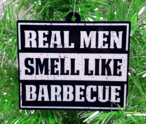 Vista 2 de Adorno de Navidad para barbacoa – Los hombres de verdad huelen a barbacoa (A30)