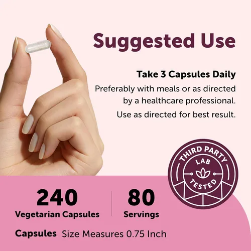 Vista 4 de Pure D Manosa 1,300 mg con arándano rojo y probióticos, 240 cápsulas vegetales Salud del tracto urinario para mujeres Más 1 millón de UFC mezcla