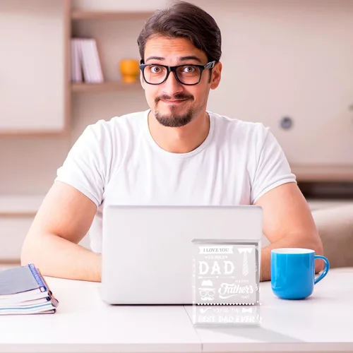 Vista 7 de gisgfim Regalos para papá para el Día del Padre, regalos de cristal acrílico significativo, recuerdo de papá, pisapapeles acrílico, regalo