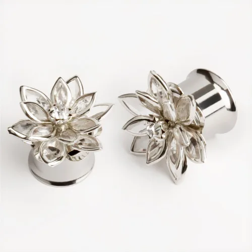 Vista 4 de KUBOOZ tensores para orejas, modernos, elegantes, diseño de flores, joyería de piercing