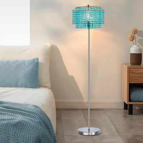 Vista 11 de Luvkczc Lámpara de pie de cristal, lámparas de pie modernas de 64 pulgadas de alto con pantalla de doble capa, interruptor de pie de encendido