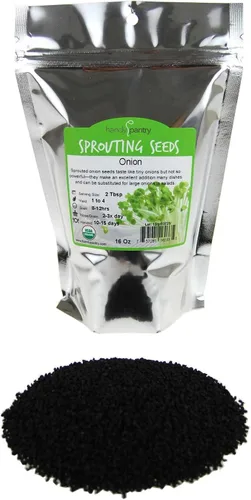 Vista 2 de Semillas de germinación de cebolla y microgreens – 1 libra – Sin OMG, sin químicos – Semillas de alta germinación para brotes de cebolla frescos