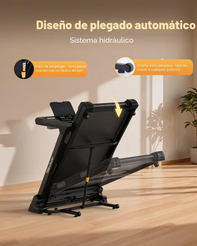 Vista 5 de TREAFLOW Cinta de correr con 0-25% de inclinación automática, 3.5 HP plegable para correr en casa, velocidad máxima de 10.0 MPH, capacidad