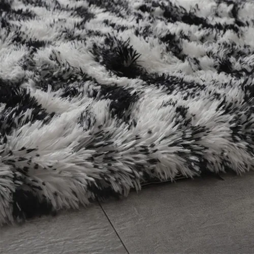 Vista 3 de Lifup - Alfombra mullida para sala de estar, dormitorio, color blanco y negro, 1 1.3 x 2.0 pies Non-Slip Washable High Pile Rectangle Carpet