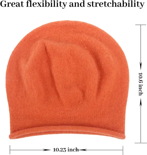 Vista 3 de DANMY Gorro de punto holgado de cachemira para mujer, gorro de lana suave y cálida para invierno