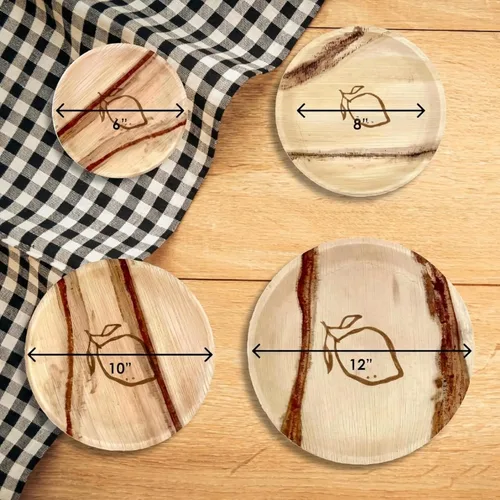 Vista 5 de NEATtable Platos de hoja de palma Diseño de limón Desechables y compostables Ecológicos y 100% naturales Ideal para eventos al aire libre