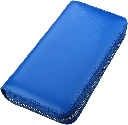 Vista 8 de Easyoulife Cartera de cuero genuino para mujer con tarjetero RFID seguro 36 ranuras
