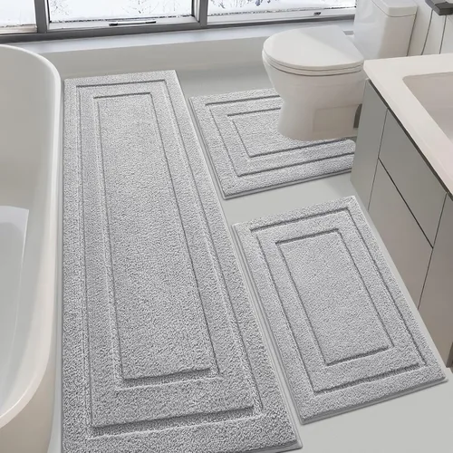 Vista 45 de IM HOME Tapetes de baño, felpa ultra suave, de microfibra esponjosa, absorbente, parte trasera antideslizante, lavable a máquina, tapetes para suelo