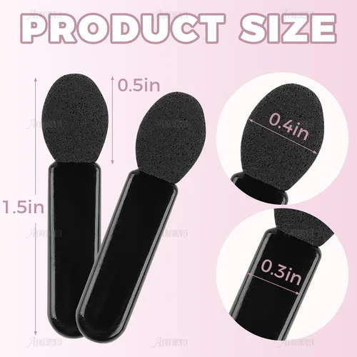 Vista 5 de AUEAR, Paquete de 50 pinceles desechables para sombra de ojos, aplicadores de esponja ovalada con punta ovalada, brocha de doble cara, herramienta