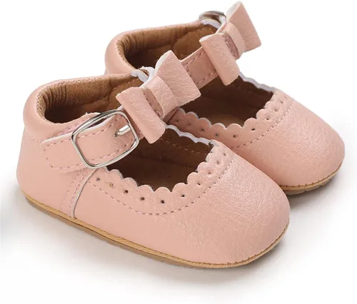 Vista 3 de LAFEGEN Zapatos de bebé para niña, antideslizantes, suela suave, de piel sintética, para bebé, Mary Jane, zapatos planos para primeros pasadores
