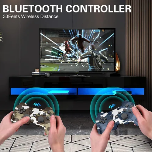 Vista 5 de Paquete de 2 controladores inalámbricos para PS3 con doble amortiguador, control de movimiento (camuflaje marrón y camuflaje azul)