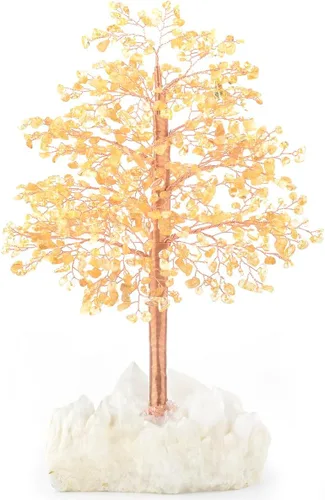 Vista 14 de Árbol de la vida con piedras preciosas de amatista natural, base de cuarzo transparente, bonsái de dinero de chakras, Feng Shui, cristales curativos