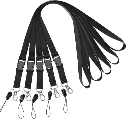 Vista 8 de Paquete de 5 cordones de identificación, portadocumentos, cordón ajustable para cuello, doble gancho