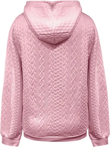 Vista 3 de Sudaderas con capucha para mujer, de manga larga, de vellón, de gran tamaño, informales, básicas, sin botones, para otoño, entrenamiento, tallas