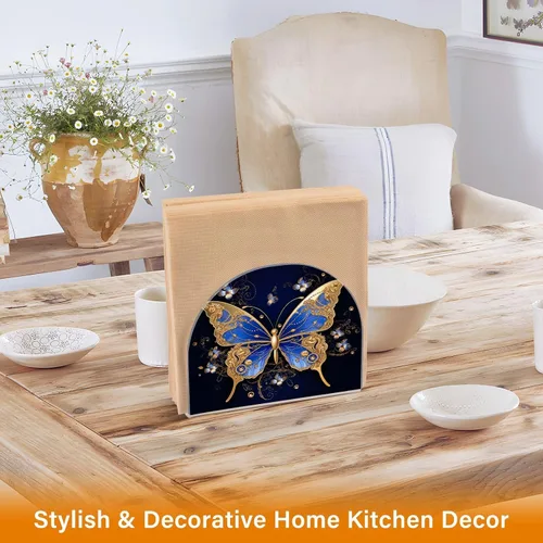 Vista 5 de Servilleteros elegantes de mariposa para mesas, servilleteros de acrílico transparente para cócteles, cocina, restaurante, bar, decoración del hogar