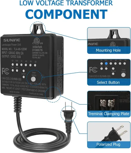 Vista 9 de SUNVIE Paquete de 8 luces de cubierta de bajo voltaje con conector de cable Fastlock2 de 5 W, luces LED de escalera, transformador de bajo voltaje