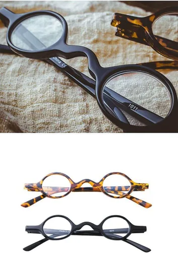 Vista 2 de Loovit - Gafas de lectura redondas para hombre y mujer dos paresleopardo negro 20