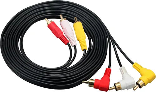 Vista 6 de Cable de audio/video RCA de ángulo recto de 90 grados, chapado en oro, 3 machos a 3 machos, cable compuesto A/V (15 pies/14.8 ft)