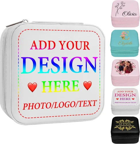 Vista 19 de Joyero personalizado con nombre, joyero de viaje portátil personalizado, organizador de joyas de cuero, cajas de dama de honor, boda, regalo